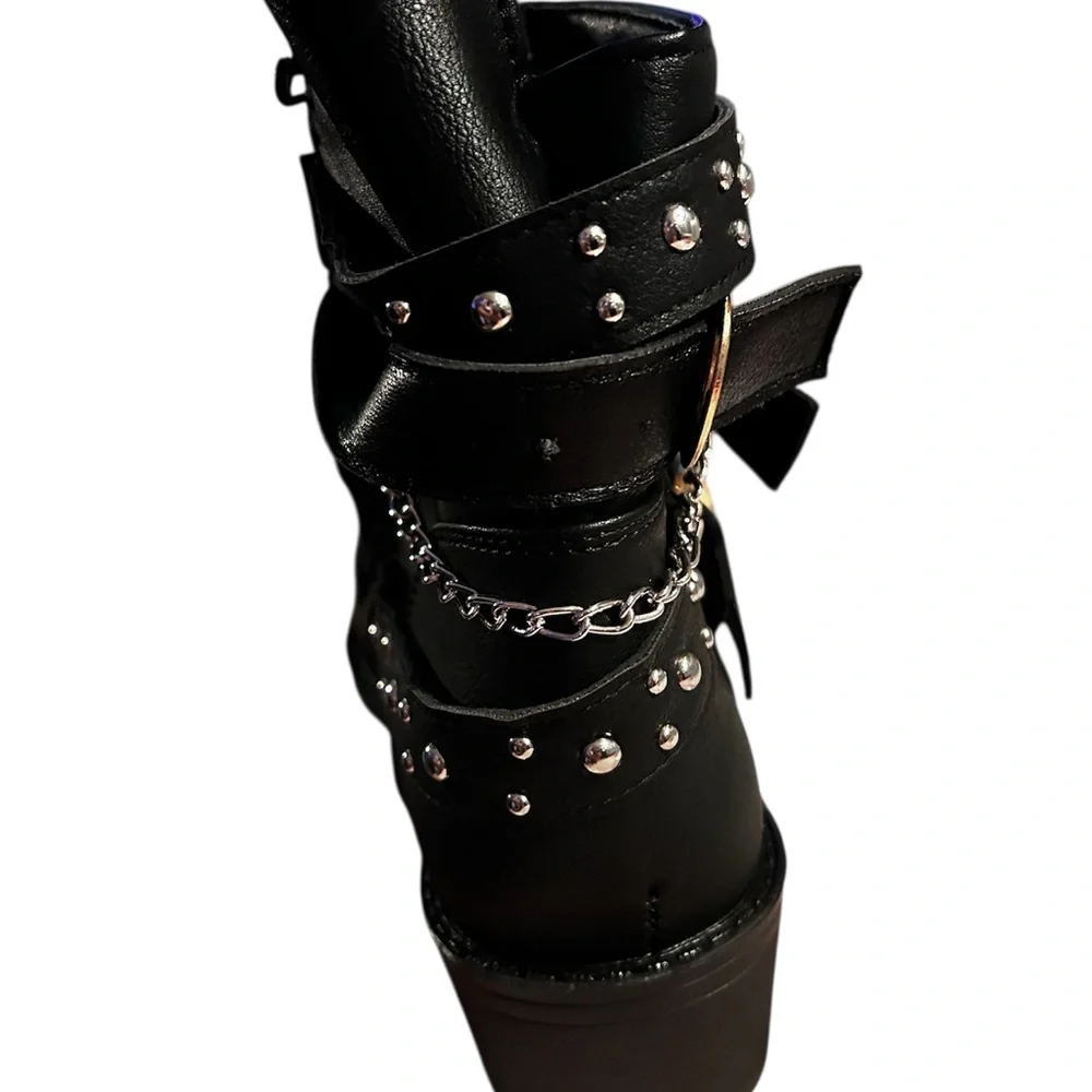 Black Studded Ankle Boots - Picture 4 of 4